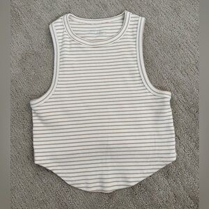 Aerie Cream and Tan Striped Tank